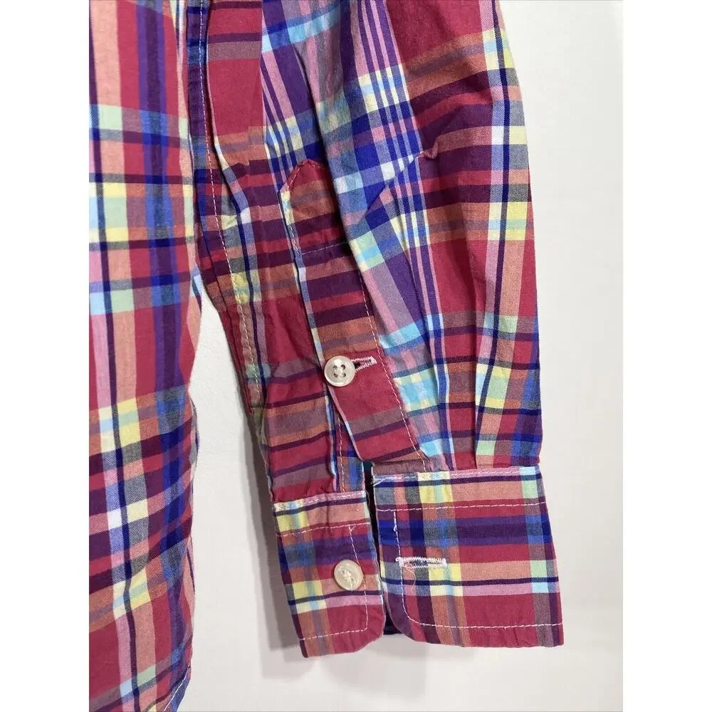 Ralph Lauren Polo Red Plaid Button Down Long Sleeve Shirt Boys Medium 10-12
